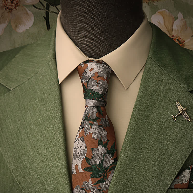 Cravatta botanica da uomo Tawny & Gray Novel Wolf - Fulvo e grigio - image 0