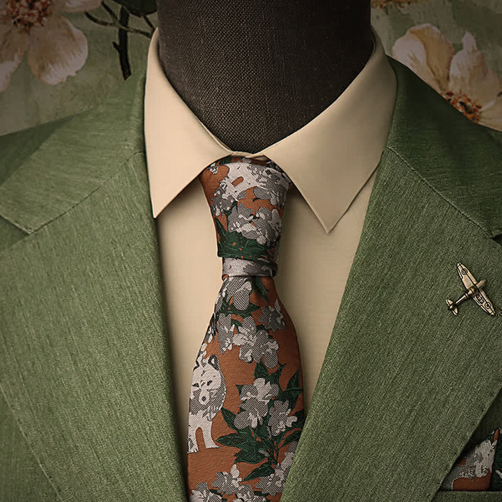 Cravatta botanica da uomo Tawny & Gray Novel Wolf - Fulvo e grigio - image 0