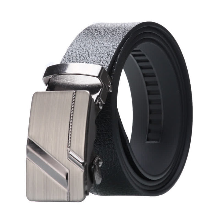 Cintura da uomo in pelle nera con fibbia automatica - Stile n. 8 - Argento - 42 - image 16