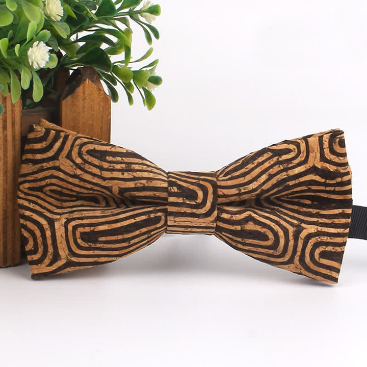 Papillon multicolore con stampa geometrica effetto legno da uomo