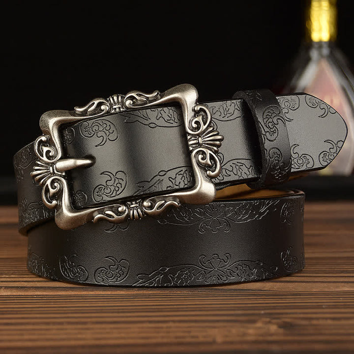 Cintura decorativa in pelle floreale retrò da donna