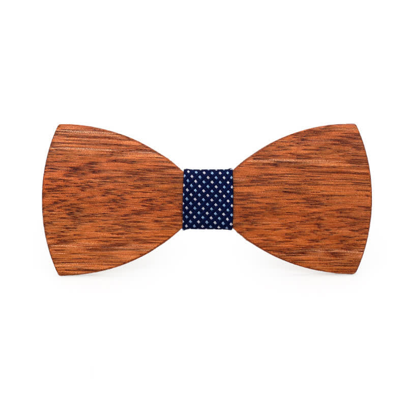 Papillon in legno Begonia Vintage da uomo - Puntini blu navy - image 10