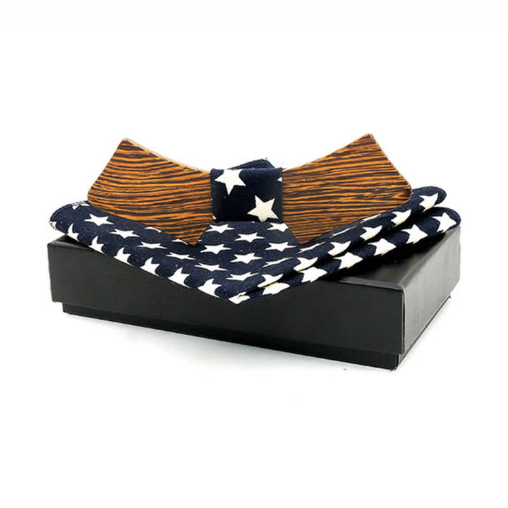 Set di 2 papillon in legno a forma di colletto da uomo
