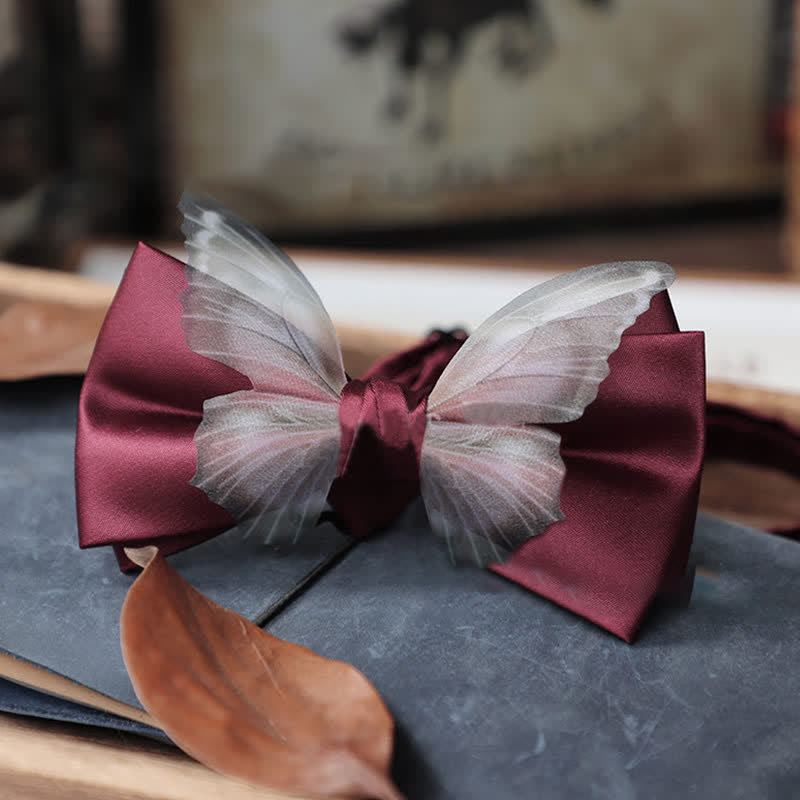 Set da taschino con papillon e fazzoletto da taschino a farfalla in organza vintage da uomo