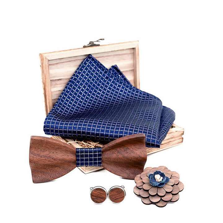 Set di 4 papillon in legno di noce nero da uomo