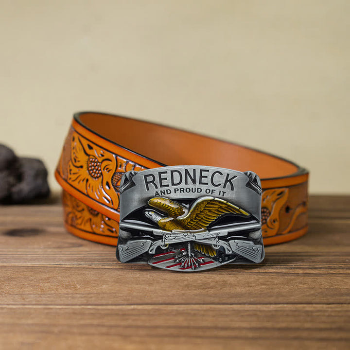 Cintura in pelle con fibbia aquila smaltata Redneck fai da te da uomo