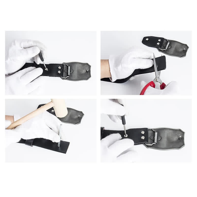 Cintura in pelle punk con testa di teschio elegante da uomo