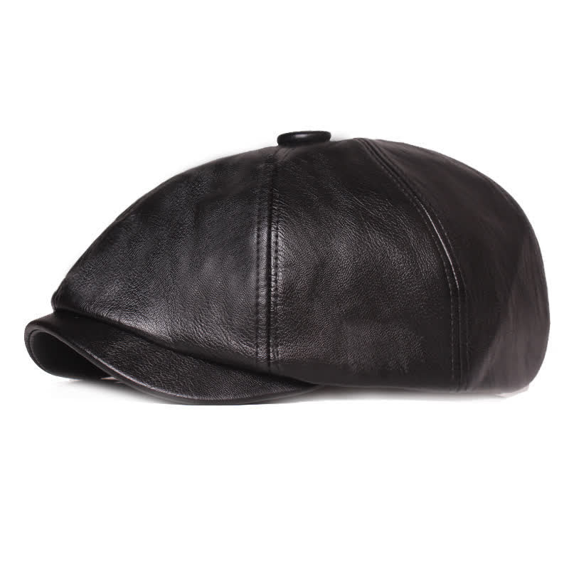 Berretto in pelle minimalista con colori semplici - Nero - Regolabile (circa 22"-23 1/4") - image 0