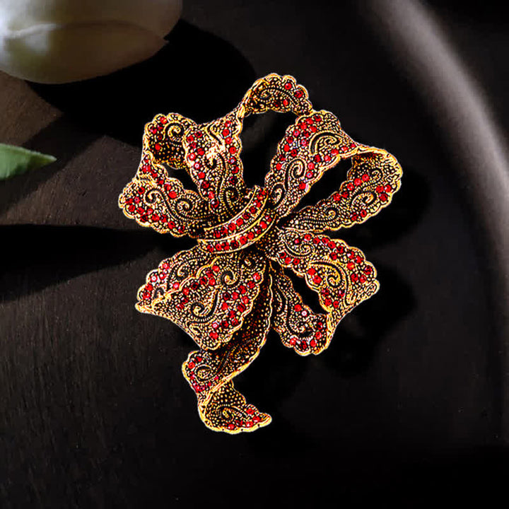 Spilla da donna vintage con fiocco in zircone Boho