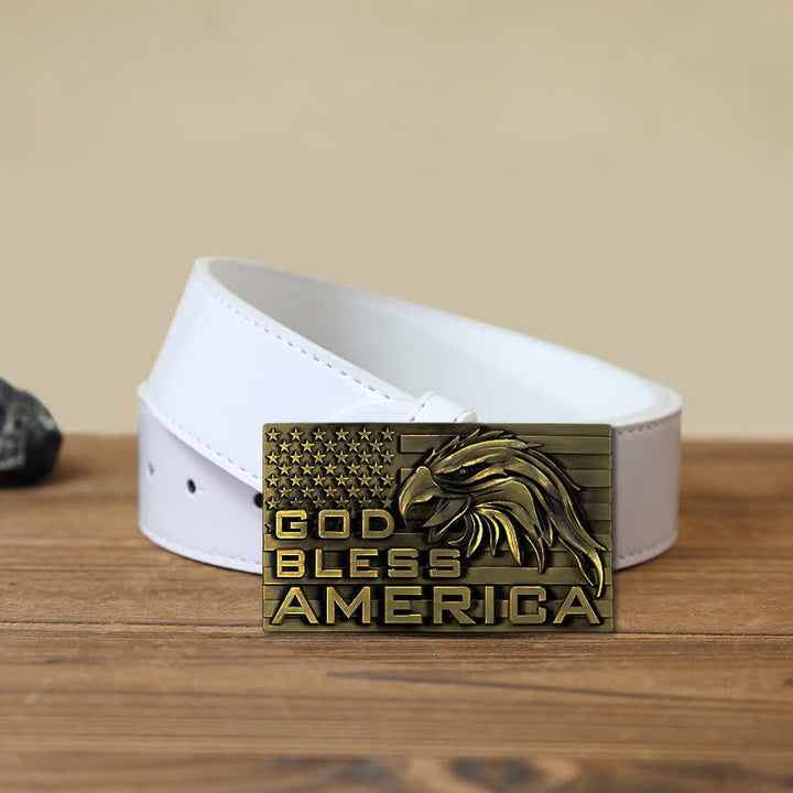 Cintura in pelle fai da te con fibbia God Bless America Eagle da uomo