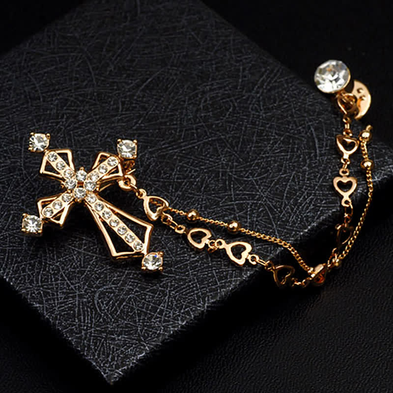 Spilla da uomo con strass a croce e nappe nobili