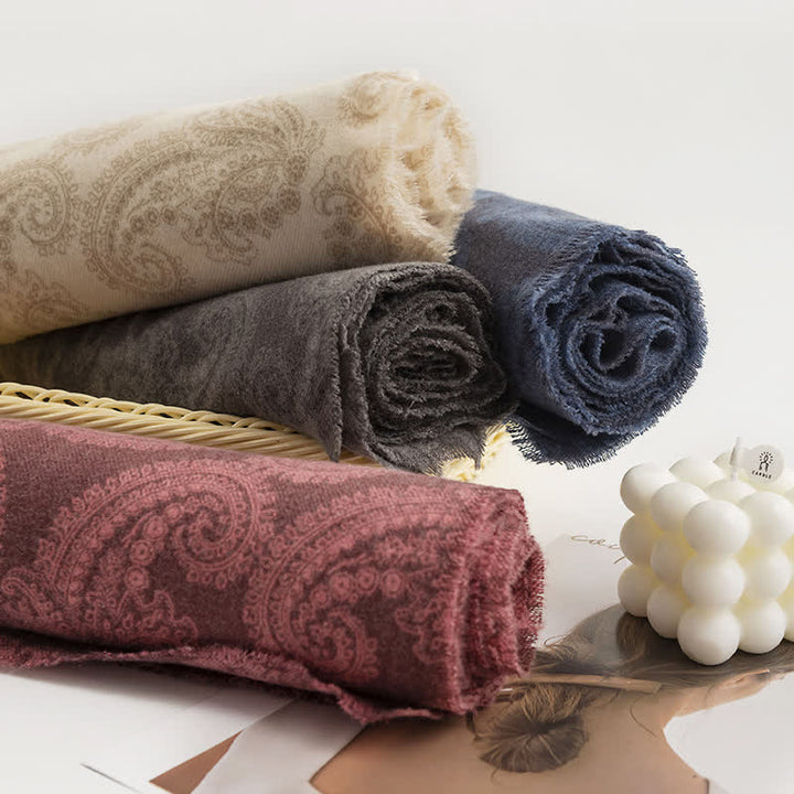 Sciarpa corta con nappe Paisley autunno inverno da donna