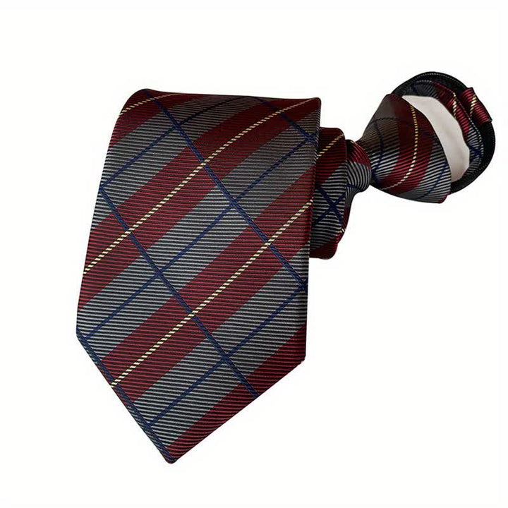 Cravatta da uomo con cerniera a quadri e motivo Argyle - Marrone e grigio - image 5