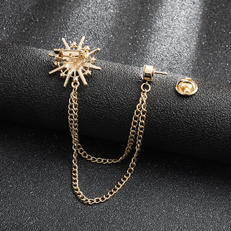 Spilla con nappa a forma di stella ottagonale scintillante da uomo