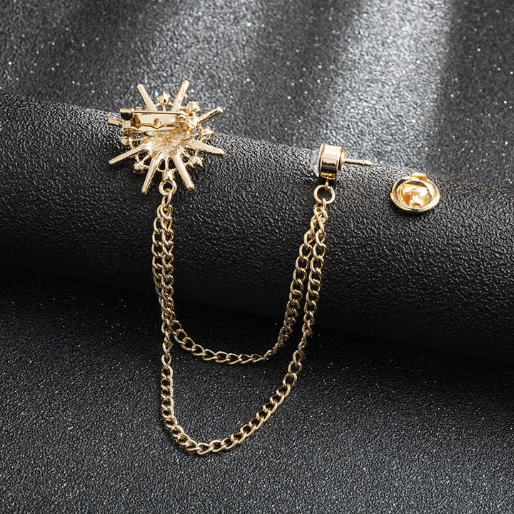 Spilla con nappa a forma di stella ottagonale scintillante da uomo