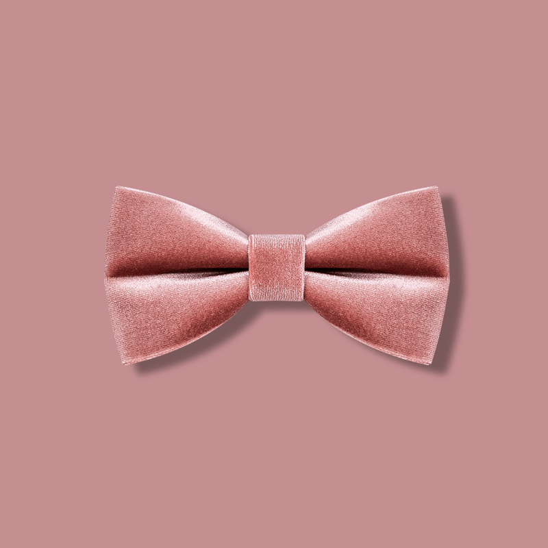 Papillon in velluto tinta unita rosa antico da uomo - Rosa polveroso - image 1