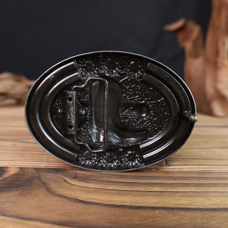 Cintura in pelle con fibbia per stivali con perline di legno e strass fai da te da uomo - image 1