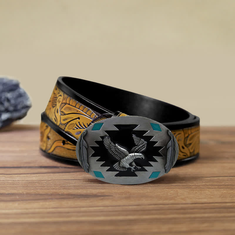 Cintura in pelle fai da te con fibbia Western Flying Eagle da uomo