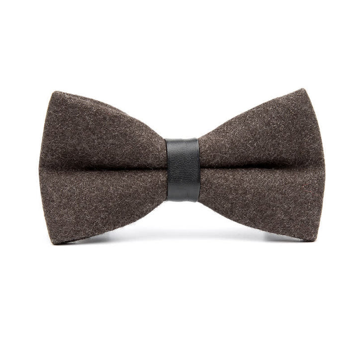Papillon vintage in lana tinta unita da uomo - Marrone scuro - image 6