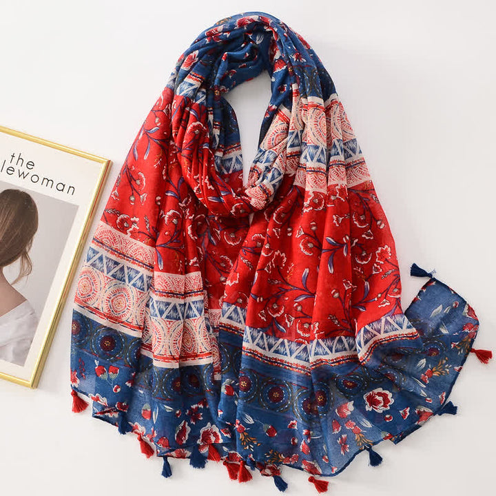 Sciarpa sottile con nappe floreali a farfalla da donna