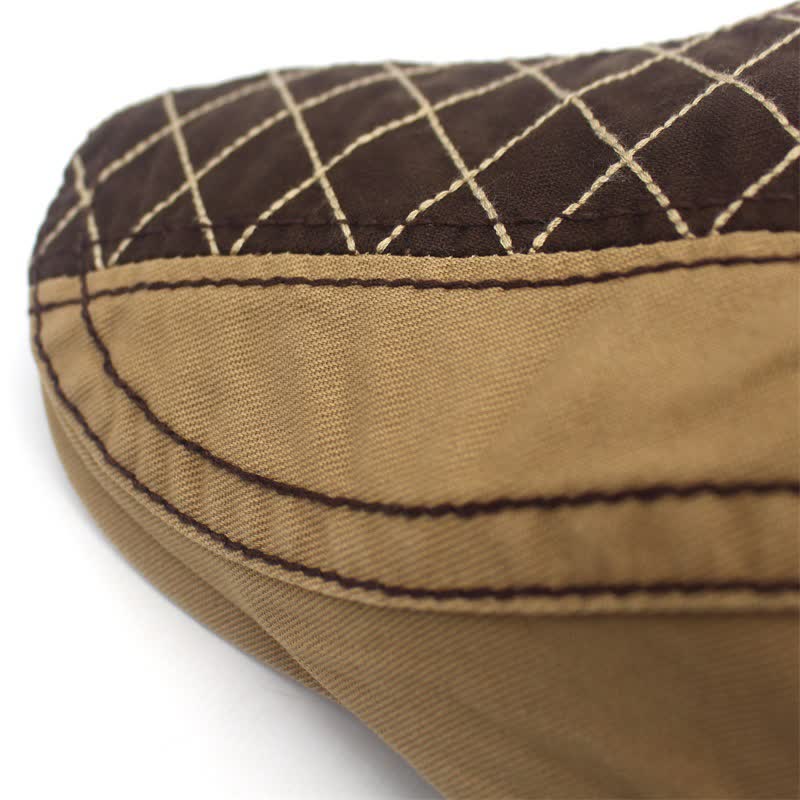 Berretto con ricamo vintage a quadri patchwork