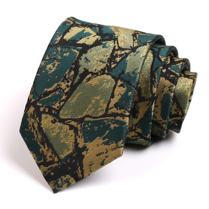 Cravatta grafica astratta oro-verde da uomo