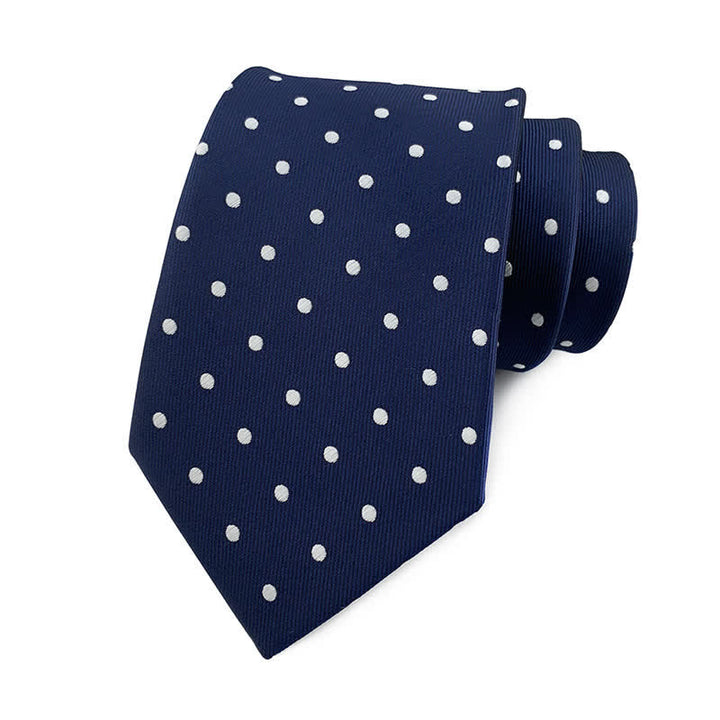 Cravatta a pois da uomo - Piccoli punti - Blu marino e bianco - image 10