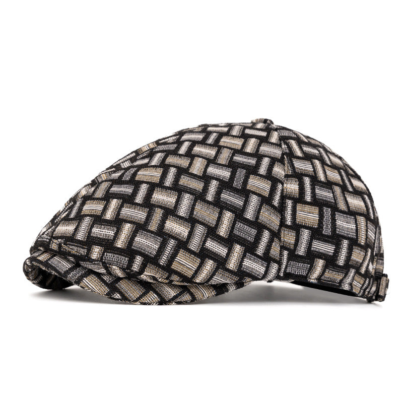 Cappello basco a quadri jacquard colorati retrò artistici - Sei pezzi - Nero - Regolabile (22 1/2"-24") - image 10