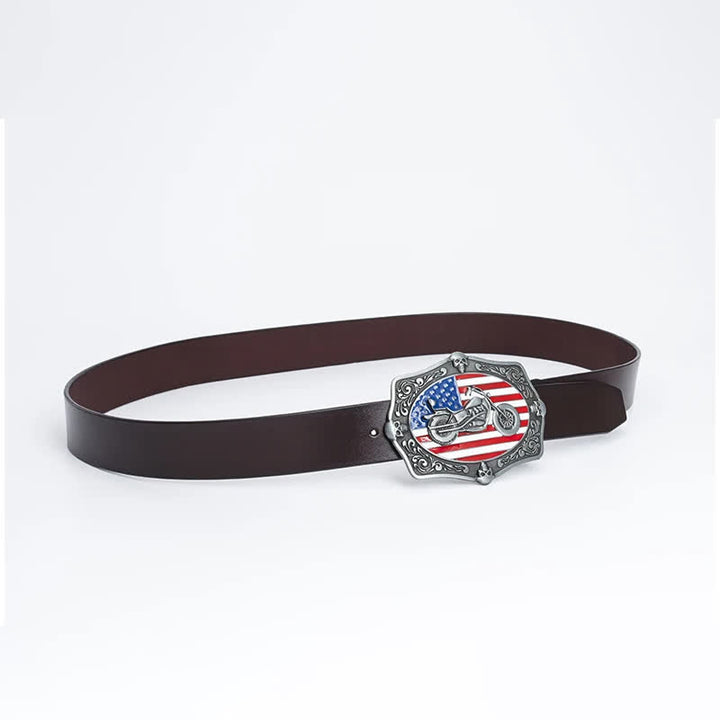 Cintura in pelle da uomo con teschio e bandiera americana per motociclisti - image 13