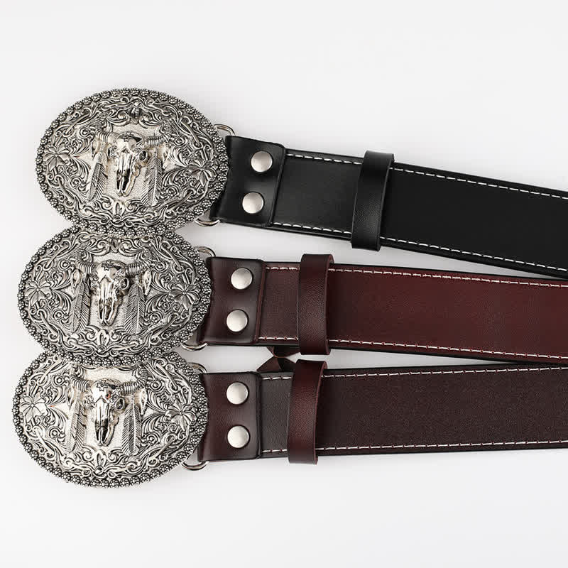 Cintura in pelle da uomo con piuma incisa Bull Jeans