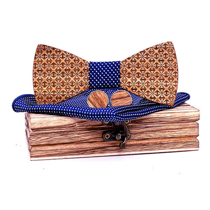 Set di 3 papillon in legno con fiocchi di neve di Natale da uomo
