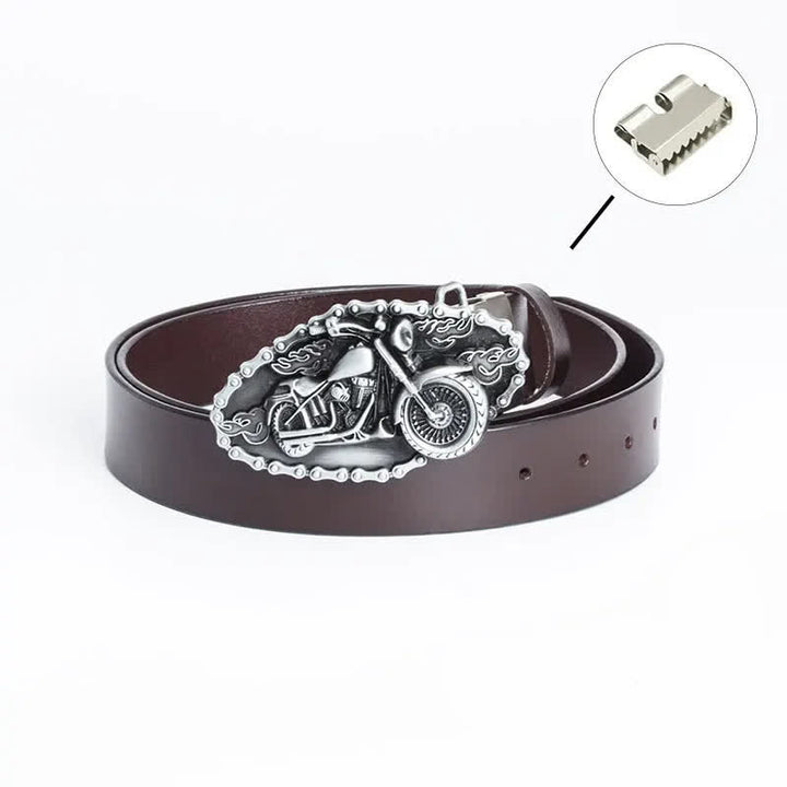 Cintura in pelle da motociclista punk da uomo - Legatura di ferro - Marrone / Argento - 46 - image 19