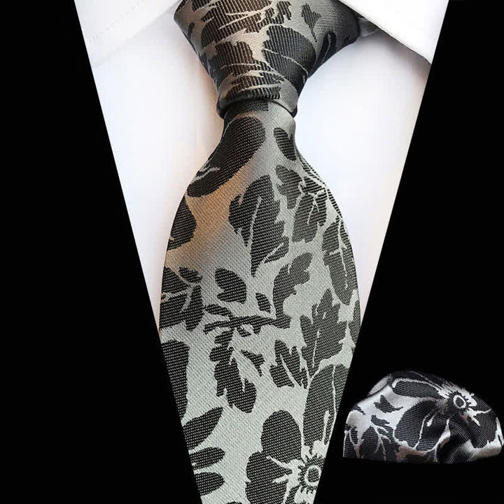 Set di 2 cravatte floreali da uomo con foglie da giardino - Grigio - image 4
