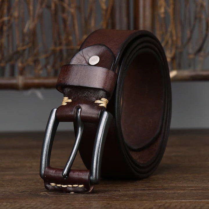 Cintura da cowboy in pelle lucida retrò da uomo alla moda - Marrone - 44 - image 7