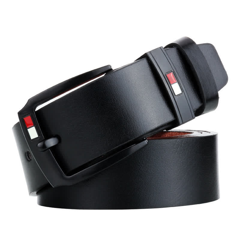 Cintura in pelle con fibbia nera retrò da uomo - Nero - 44 - image 0