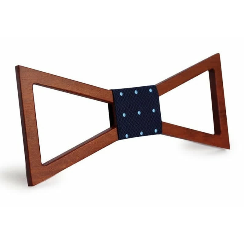 Papillon classico da uomo in legno con cornice - Pois blu navy - image 3
