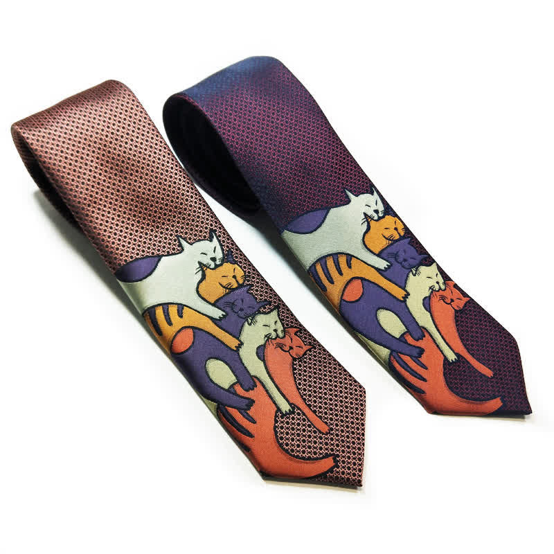 Cravatta casual da uomo con gattini coccolosi - image 0