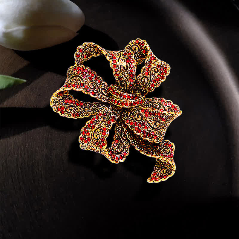 Spilla da donna vintage con fiocco in zircone Boho
