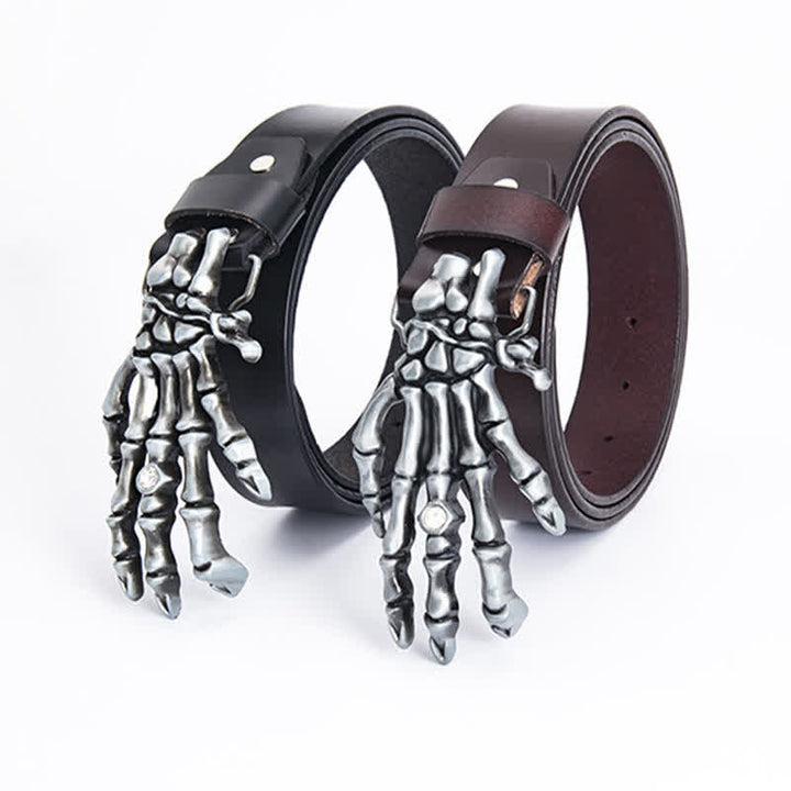 Cintura in pelle da uomo con scheletro punk rock