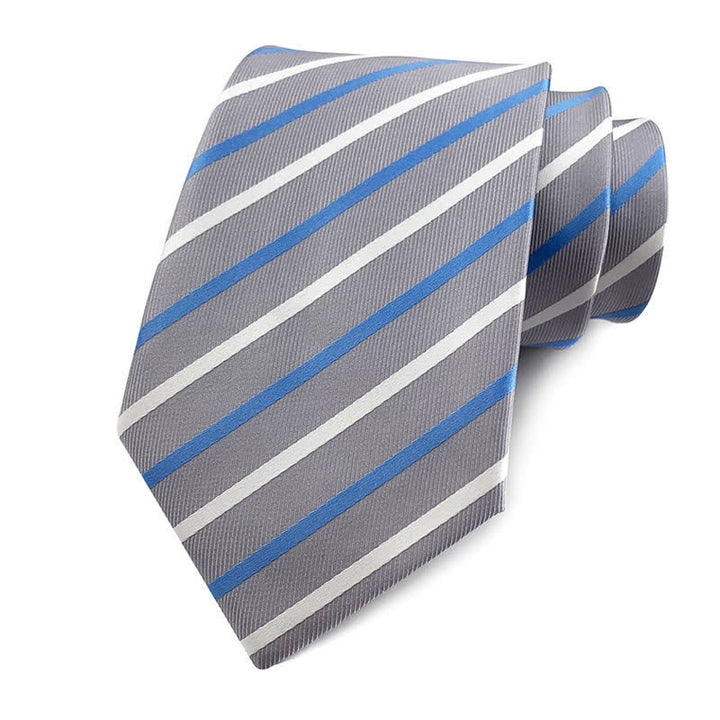 Cravatta da ufficio a righe tradizionali da uomo - Grigio chiaro - image 19