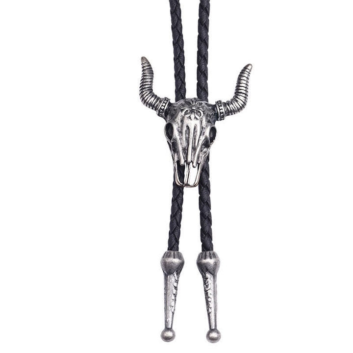 Cravatta Bolo Vintage in Stile Nativo con Testa di Toro
