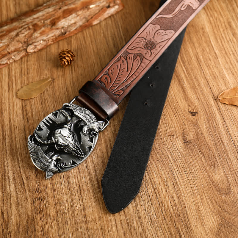 Cintura in pelle vintage Bull &amp; Dual Eagles da uomo