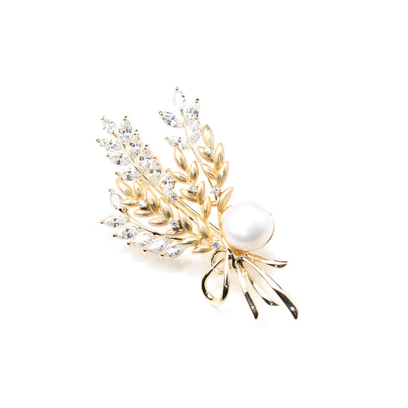 Spilla da donna con spiga di grano e zirconi abbaglianti