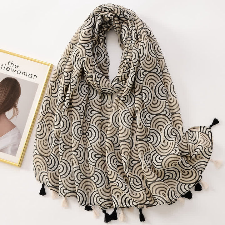 Sciarpa sottile con nappe floreali a farfalla da donna
