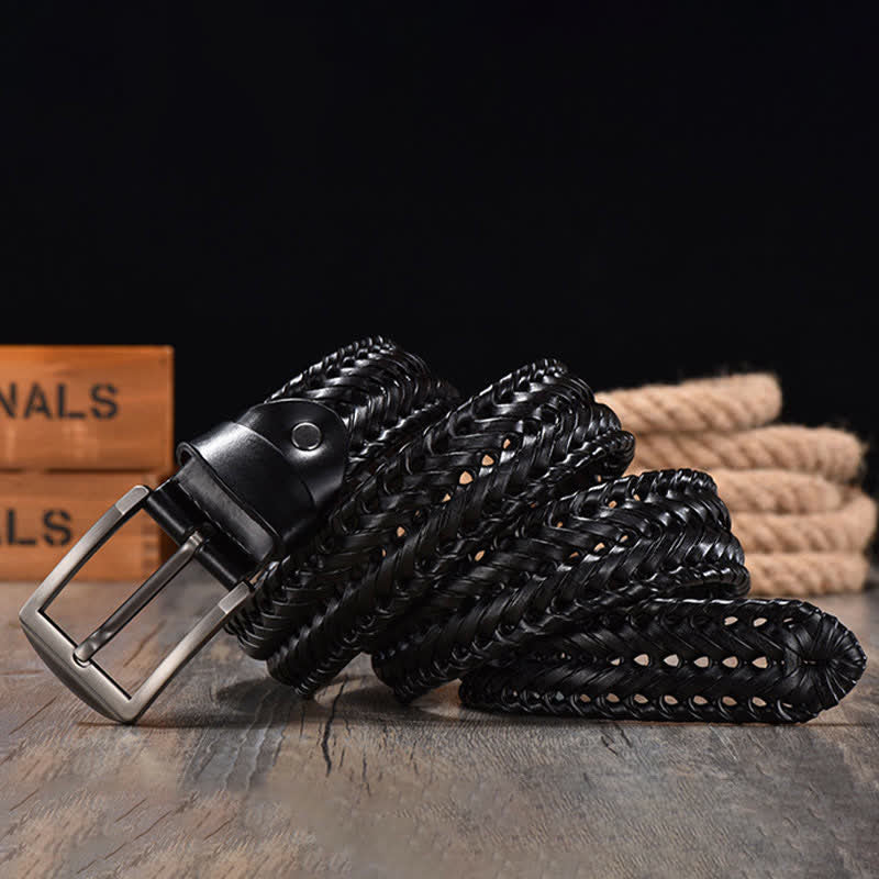 Cintura in pelle intrecciata a mano casual da uomo