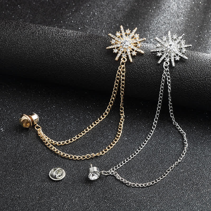 Spilla con nappa a forma di stella ottagonale scintillante da uomo
