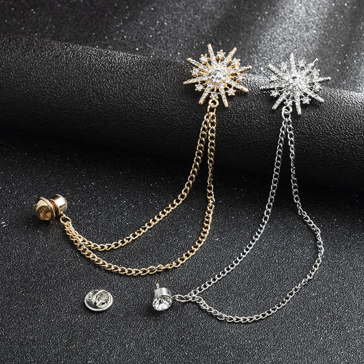 Spilla con nappa a forma di stella ottagonale scintillante da uomo