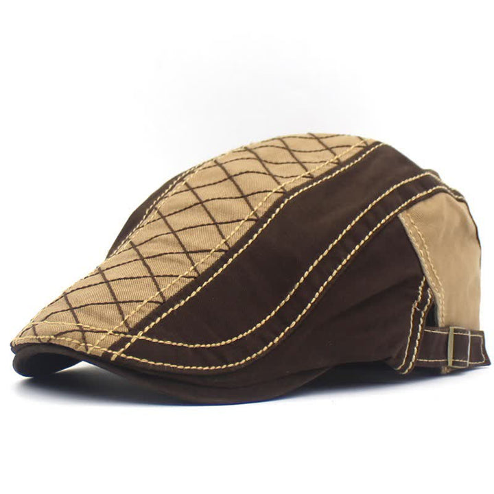 Berretto con ricamo vintage a quadri patchwork