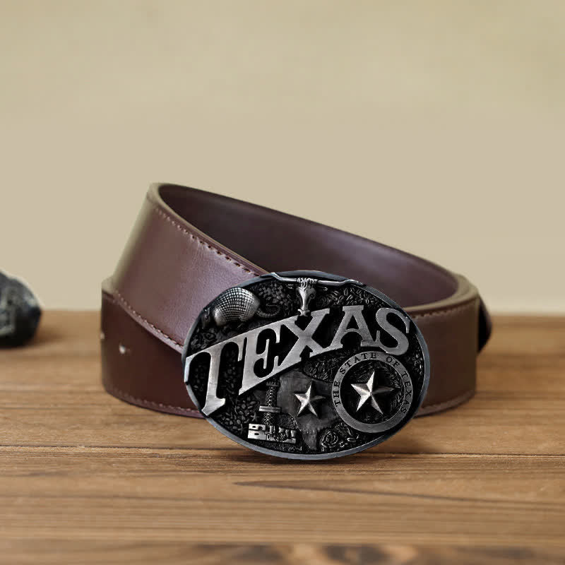 Cintura in pelle con fibbia Texas State Heritage Attitude fai da te da uomo