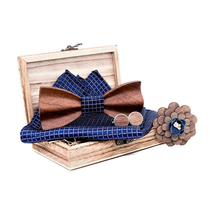Set di 4 papillon in legno di noce nero da uomo